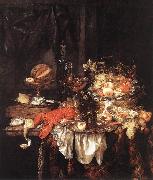 BEYEREN, Abraham van Banquet Still-Life with a Mouse fdg painting